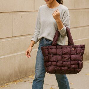 NWT Sam Edelman Bordeaux Puffy Tote